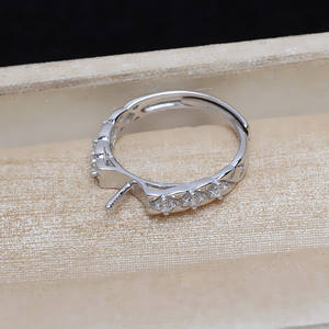 S925 Silver Open Ring JG5323 Large Pearl Accessories DIY Empty <b>Holder</b> for Women Fashion Rings 11-12-13 Sizes - Product Image 4