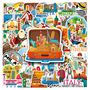 50PCS Ciudades italianas Milán Venecia Florencia <span class=keywords><strong>Roma</strong></span> Torino Vintage Art Buildings Italy Travel Sticker - Product Image 1