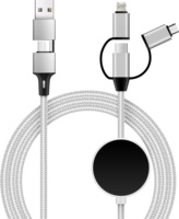 Kabel Pengisian Daya Cepat 6 in 1 LED 3A Tipe C Desain Baru LOGO Kustom 60W Multi Braided untuk iPhone 15 Pro Max