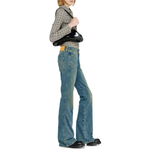 Wholesale Women High Rise Slim Bootcut Flare Jean Y2K Vintage Full Washed Organic Cotton <b>Denim</b> Pants Natural Faded Retro Trouser - Product Image 1
