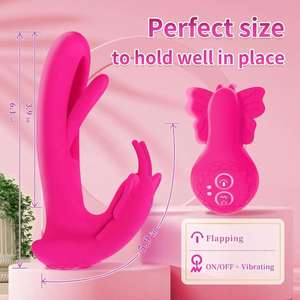 3 in1 Strap on Panty Vibrator <span class=keywords><strong>Dildo</strong></span> für Frauen 9 Flattern 9 Vibrations modi G-Punkt Klitoris Weibliches Sexspielzeug für Frauen Fernbedienung % - Product Image 4