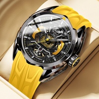 Montre automatique squelette de luxe pour homme, montre mécanique en acier inoxydable avec bracelet en silicone, montre de sport, mode et affaires