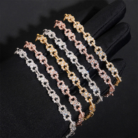Nouvelle tendance hip-hop, chaîne cubaine en argent S925 entièrement sertie de moissanite couleur D, plaquée platine, bracelet et collier en forme de 8