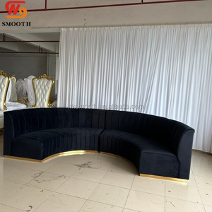 Hot-selling Pink Velvet Wave Spliced Party Couch with <b>Gold</b> Base Customized Fabric Round Wedding Reception Furniture - Product Image 4