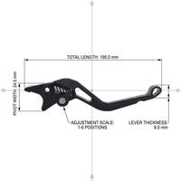 Leviers de frein et d'embrayage de moto en aluminium anodisé dur, réglables MIN MAX, design creux, pour différentes tailles de mains