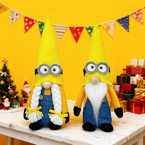 Gnomo Navideño <span class=keywords><strong>de</strong></span> Peluche Estilo Minion Hecho a Mano, Personaje <span class=keywords><strong>de</strong></span> Dibujos Animados Amarillo, Tomte Escandinavo, Decoración <span class=keywords><strong>de</strong></span> Escritorio, Regalo Navideño - Product Image 1