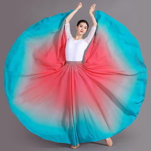 Vestido Largo de Danza del Vientre con Degradado de Color, Falda de Danza Lírica de Gasa, Ropa de Danza de Ballet para Danza del Vientre, Disfraces Modernos para Actuaciones - Product Image 1