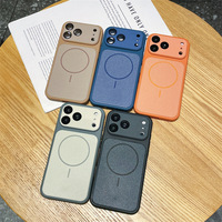 Étui de téléphone magnétique de luxe en tissu mat avec panneau arrière pour iPhone 18 Pro Max 17 16 15 14, film de protection d'objectif HD, coque arrière antichoc