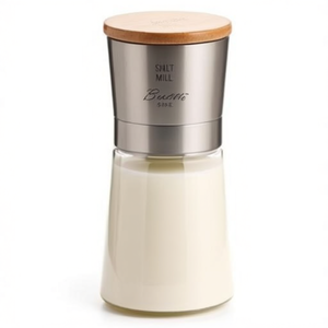 Moulin à sel et à poivre Bisetti 13 cm en verre, mécanisme poussoir-tiroir naturel, sans électricité, la gamme Spice Line - Product Image 2