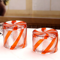 Groothandel Kerst gestreepte glazen snoepvaas grote & kleine maat handgemaakte glazen opbergcontainer decoratie voor thuis en tafel
