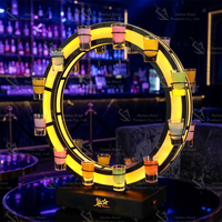 Plateau de service pliable personnalisé avec logo, rechargeable, pour bar, fête, VIP, en métal, avec support pour verres à shot LED, porte-verres à vin, présentoir pour verres à cocktail