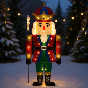 Pre-Lit 162 LED Warm White Lighted <b>Nutcracker</b> Soldier Yard <b>Decor</b>, Traditional Plastic <b>Christmas</b> Holiday Outdoor Indoor Decoratio - Product Image 2