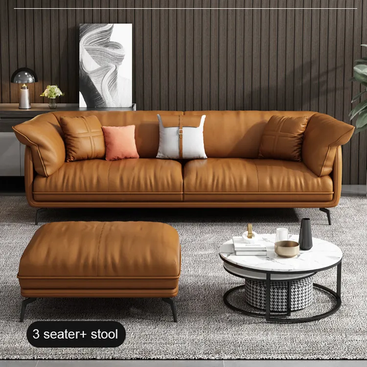 Canape sofás moderno de couro, conjunto de sofá de couro para móveis e sala de estar