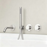 Système de douche à effet pluie TOPWAY en acier inoxydable et céramique, finition nickel brossé, pommeau de douche carré poli, robinetterie encastrée
