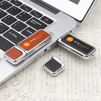 Stik memori USB Flash Drive kulit, promosi 16GB 32GB dengan gantungan kunci Flashdisk 4GB 1GB 128GB