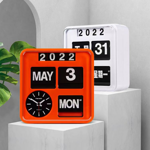 Multicolor Classic <strong>Retro</strong> Vintage Mechanical <strong>Flip</strong> Calendar Down Page Resin Desk <strong>Clock</strong> for Home Decor - Product Image 2
