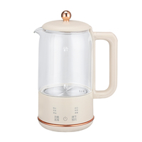 Bouilloire Électrique Mini Blanche de 800 ml avec 6 Menus Automatiques, Infuseur et Verre, Taille Compacte 0,8 L pour Thé et Infusions Saines