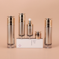OEM/ODM Ensemble d'Emballage de Flacon de Soin de la Peau Petg GOLD personnalisé de 30/50/60/80/100/150ml Bouteille de Lotion Ronde Pot Cosmétique
