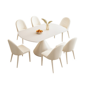 Ensemble table et chaises à plateau blanc, 6 pièces, design moderne et minimaliste extensible pour salle à manger - Product Image 5