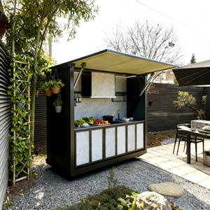 Cocina Portátil para Exteriores, Estación de Cocina Prefabricada con Parrilla, Fregadero, Refrigerador, de Acero, para Uso Comercial, Lista para Enviar - Product Image 1