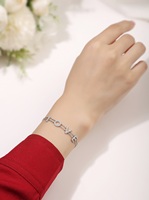 Bracelet en moissanite en forme de LOVE, argent sterling 925, breloque lettre, double chaîne, bijoux quotidiens pour femmes