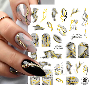1 unidad de pegatinas 3D para uñas con efecto mármol negro y dorado, calcomanías de tinta para líneas francesas, decoración adhesiva para <span class=keywords><strong>manicura</strong></span>. - Product Image 2