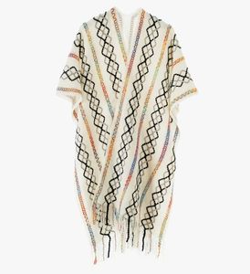 Châle de style ethnique, châle fendu, style long automne-hiver, écharpe épaisse à franges - Product Image 3