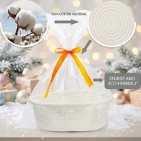 Panier de rangement rectangulaire pliable en corde de coton tressée, durable, écologique et de luxe, avec sac cadeau et ruban