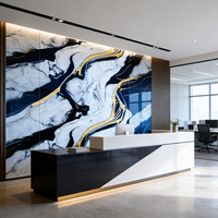 Nuevos Modelos 2026, Panel de Pared de PVC con Acabado Brillante UV, Diseño de Mármol con Patrón Floral, para Ducha y Sala de Estar