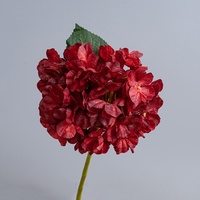 Fleurs artificielles Hortensia bordeaux en soie séchée, brûlées aux extrémités, à tige unique de 19 cm, pour la décoration de la maison, des mariages et des événements (vente en gros)