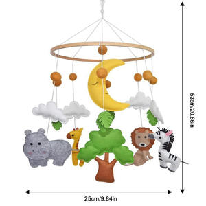 Nuage de logo personnalisé décor de pépinière feutre animal bois suspendu jouet rotatif mobile <span class=keywords><strong>musical</strong></span> pour berceau de bébé pour <span class=keywords><strong>lit</strong></span> jouets de berceau - Product Image 2