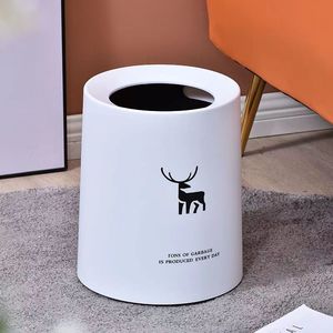 Cubo de basura de estilo nórdico, cilíndrico, naranja y blanco, decorativo, para interiores, para sala de estar, dormitorio, baño - Product Image 3