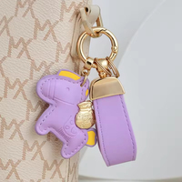 Porte-clés lumineux en cuir PU souple, faits à la main, colorés, mignons, en forme d'animaux de dessin animé, personnalisables, promotionnels, pour sacs à main féminins, vente en gros