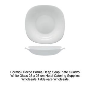 Assiette creuse Bormioli Rocco Parma Quadro en verre blanc 23 x 23 cm – Fournitures hôtelières et traiteur, vaisselle en gros - Product Image 2