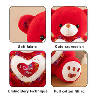 Vente en gros d'ours en peluche lumineux LED personnalisés pour la Saint-Valentin, jouet anti-stress pour cadeaux romantiques unisexes