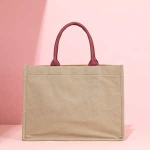 Bolso de lona de algodón beige grande recién llegado bolso de hombro reutilizable con logotipo impreso personalizado para compras y promociones - Product Image 3