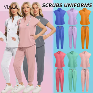 Uniformes hospitaliers respirants à fermeture éclair pour hommes femmes logo personnalisé ensemble d'uniformes d'allaitement à manches courtes - Product Image 2