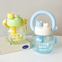 Bouteille d'eau en plastique écologique sans BPA de 800 ml, grande capacité, portable, pour l'été, avec double ouverture pour boire
