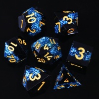 MINI PLANET Ensemble de dés polyédriques faits à la main en résine pour le jeu de société TRPG Dragon et Dungeon Jeu de dés du MDN 7 pièces Cadeau
