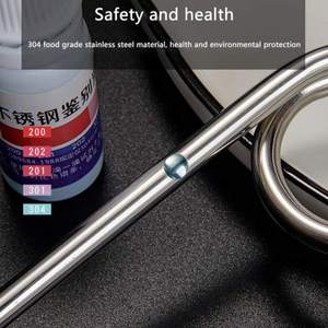 Paille <span class=keywords><strong>color</strong></span>ée pour <span class=keywords><strong>Crazy</strong></span> Part courbée, en métal acier inoxydable avec brosse de nettoyage, 1 pièce - Product Image 5