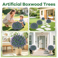 OH ARTS Boule de lavande artificielle résistante aux UV, fausse plante grimpante violette avec piquet de fixation pour extérieur, intérieur, maison et jardin
