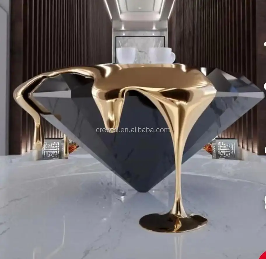 Living room hotel use gold Stainless steel Coffee table Italian design Stainless steel