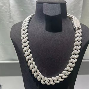 Cadena Cubana de 18mm con Moissanita, Chapada en Oro de 22k y Plata, 22 Pulgadas de Diámetro, Collar Vintage Estilo Hip Hop - Product Image 2