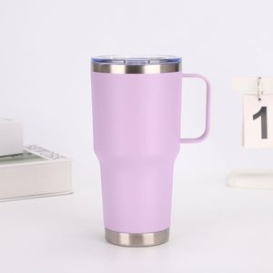 Taza de Café de Acero Inoxidable de Doble Pared de 20oz/30oz con Logotipo Personalizado, Vaso Térmico de Viaje con Asa y Tapa Metálicas - Product Image 1
