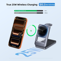 Logo Kustom 3-in-1 .2 25W PD OTP Pengisian Cepat Magnetik Lipat Portabel Dudukan Ponsel Pengisi Daya Nirkabel