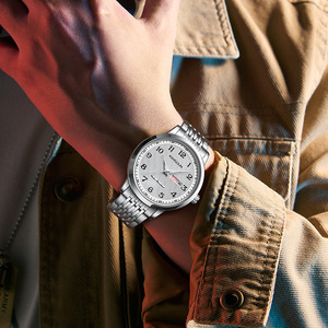 นาฬิกาข้อมือแนวธุรกิจของผู้ชายนาฬิกาควอตซ์กันน้ำสายสแตนเลส - Product Image 2