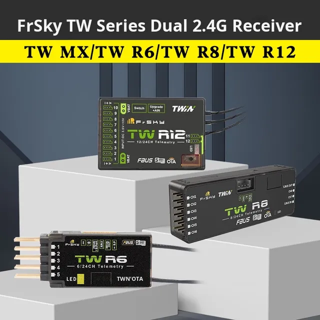 Frsky Tw Mx/Tw R6/Tw R8/Tw R12 Dual 2.4Ghz Band Receiver Pwm Made in China (Plastic) Mobile Gimbal Evtol Whoop 5.0