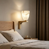 Applique murale LED moderne de luxe en albâtre naturel BGST, style nordique, avec support en marbre à niveaux et fixation en métal doré, pour villa et salon