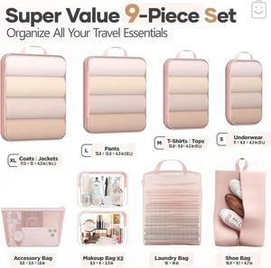 Set di Cubi di Compressione per Essenziali da Viaggio, Borse <span class=keywords><strong>Organizer</strong></span> Espandibili e Comprimibili per Valigie e Abbigliamento - Product Image 3