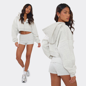 Women Fold Over Waist Hotpant <b>Shorts</b> Sets Hooded Tracksuit Loose Fit Jogger Autumn Streetwear Leisure Wear Full Sleeve Crop Top - Product Image 1